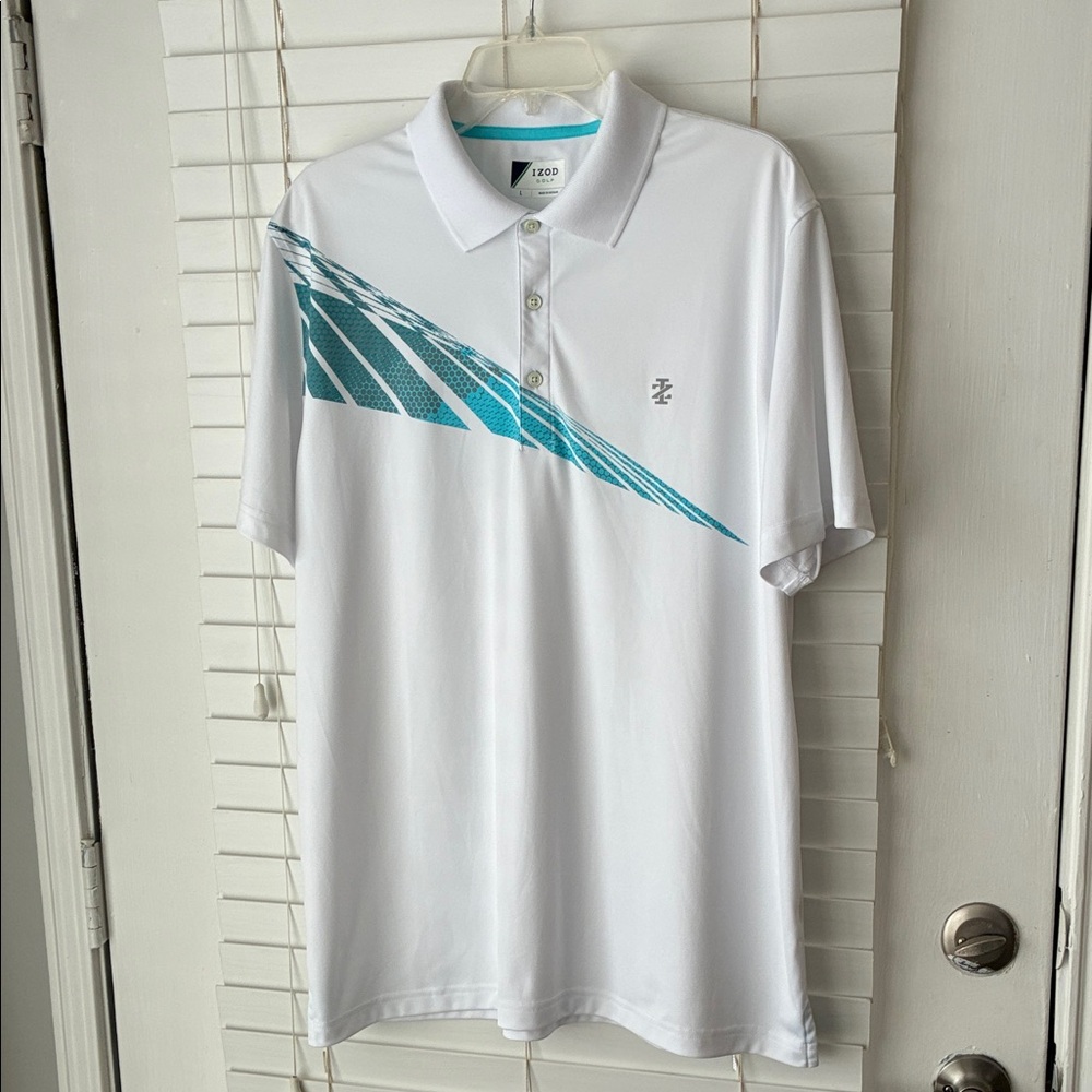 Izod Golf Shirt  Polo Men’s SZ L White New